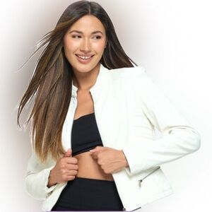 Coalition LA Zip Up White Vegan Moto Jacket Women’s Small